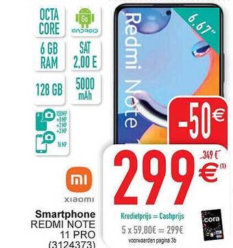 Cora Xiaomi smartphone redmi note 11 pro aanbieding