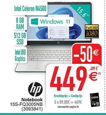 Cora Hp notebook 15s-fq3005nb aanbieding