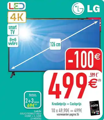 Cora Led-tv 50uq75006lf aeu hdmi x 3 usb aanbieding