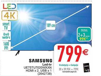 Cora Samsung led-tv ue75tu7020wxxn hdmi x 2 usb x 1 aanbieding