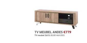 Tv meubel andes tv meuble 2d 1l b180 h64 d50