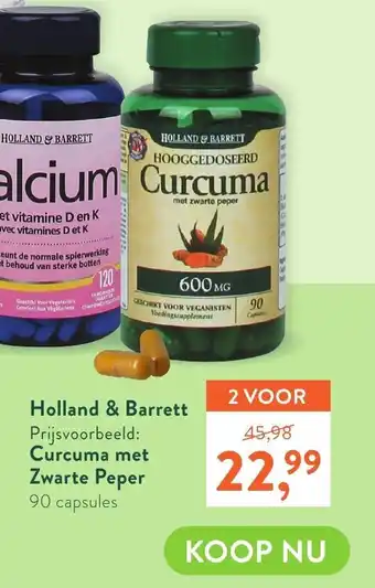 Holland & Barrett Curcuma met Zwarte Peper 90 capsules aanbieding