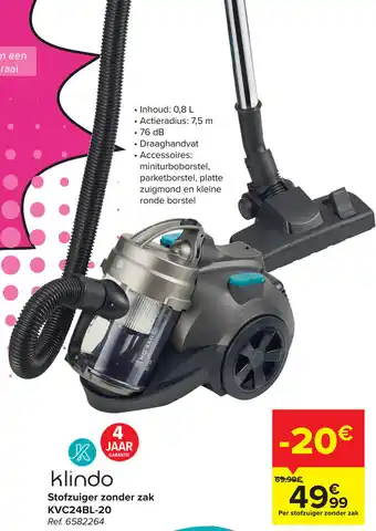 Klindo Stofzuiger Zonder Zak KVC24BL-20