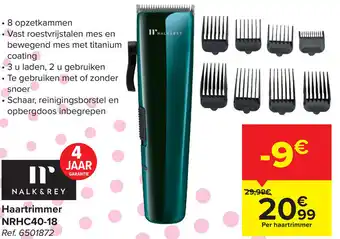 Carrefour Nalk & Rey Haartrimmer NRHC40-18 aanbieding