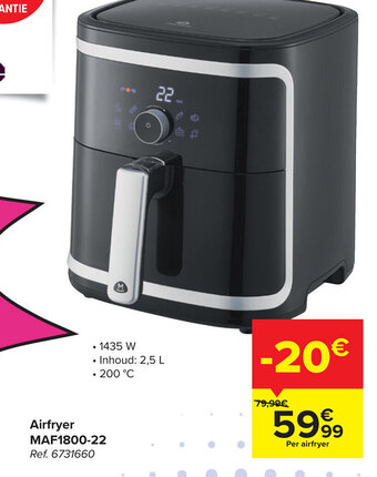 Carrefour Mandine Airfryer MAF1800-22 aanbieding