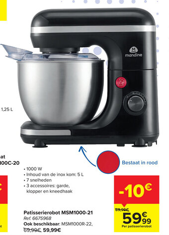 Carrefour Mandine Patisserierobot MSM1000-21 aanbieding