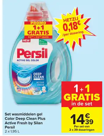 Carrefour Persil Set Wasmiddelen Gel Color Deep Clean Plus Active Fresh by Silan aanbieding