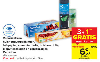 Carrefour Vuilniszakken, Huishoudelijke Verpakkingen, Aluminiumfolie, Bakpapier, Ijsblokzakjes en Vershoudfolie Carrefour Alle Soorten aanbieding