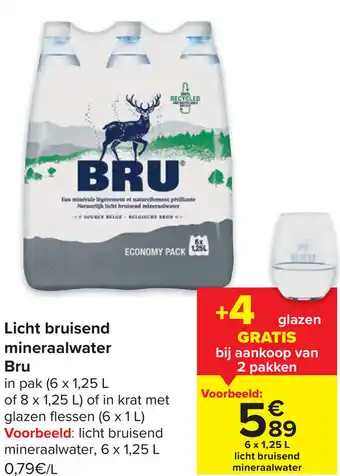 Carrefour Bru Licht Bruisend Mineraalwater aanbieding