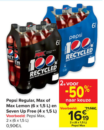 Carrefour Pepsi Regular , Max of Max Lemon en Seven Up Free aanbieding