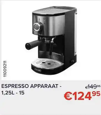 Espresso apparaat - 1.25l - 15