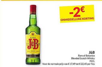 Intermarché J&b rare of botanico blended scotch whisky aanbieding