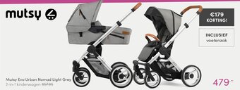 Baby & Tiener Mutsy Evo Urban Nomad Light Grey 2-in-1 kinderwagen aanbieding