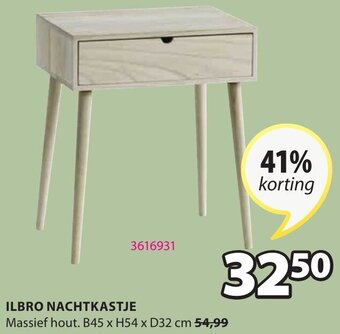 Jysk Ilbro Nachtkastje Massief Hout B45 x H54 x D32cm aanbieding