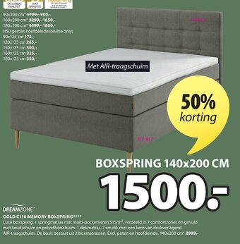 Jysk Dreamzone Gold C110 Memory Boxspring aanbieding