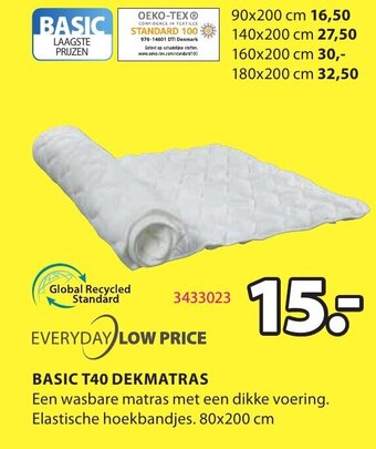 Jysk Basic T40 Dekmatras aanbieding