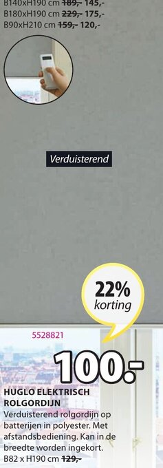 Jysk Huglo Elektrisch Rolgordijn aanbieding