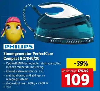 Lidl Philips Stoomgenerator PerfectCare Compact GC7840/20 aanbieding