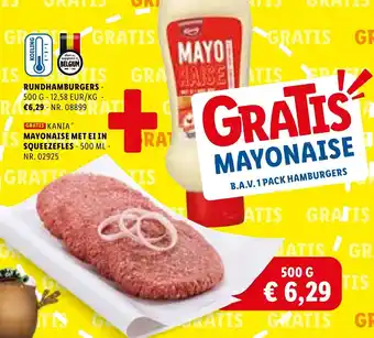 Lidl Rundhamburgers + Kanta Mayonaise Met Ei In Squeezefles aanbieding