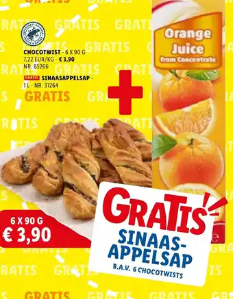 Lidl Chocotwist 6 x 90G + Sinaasappelsap 1L aanbieding