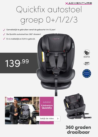 Baby & Tiener Quickfix autostoel groep 0+/1/2/3 aanbieding