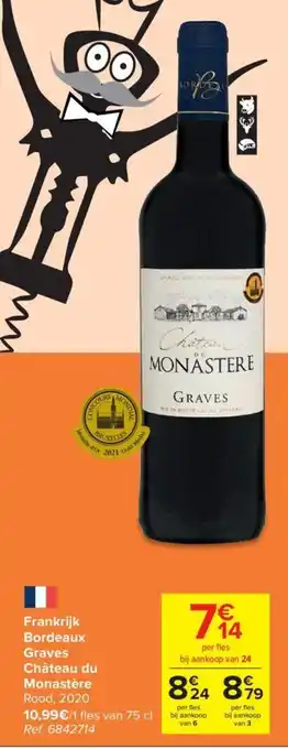 Carrefour Frankrijk Bordeaux Graves Chateau du Monastere Rood 2020 aanbieding
