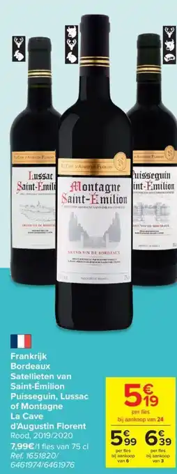 Frankrijk Bordeaux Satellieten van Saint-Emilion, Puisseguin, Lussac of Montagne La Cave d'Augustin Florent Rood 2019/2020