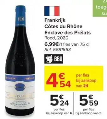 Carrefour Frankrijk Cotes du Rhone Enclaves des Prelats Rood 2020 aanbieding