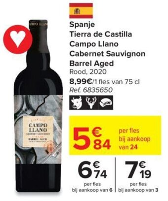 Carrefour Spanje Tierra De Castilla Campo Llano Cabernet Sauvignon Barrel Aged aanbieding