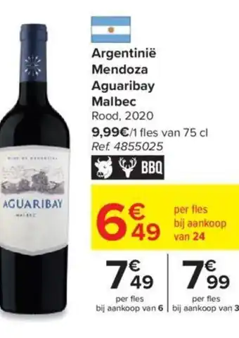 Carrefour Argentinie Mendoza Aguaribay Malbec Rood 2020 aanbieding