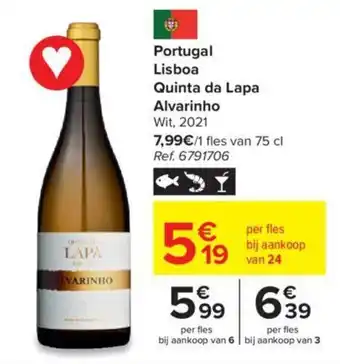 Carrefour Portugal Lisboa Quinta Da Lapa Alvarinho Wit 2021 aanbieding