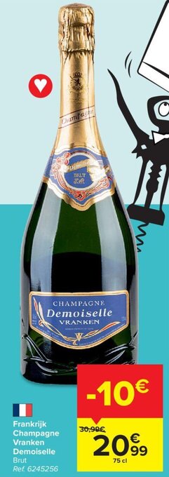 Carrefour Frankrijk Champagne Vranken Demoiselle Brut 75cl aanbieding
