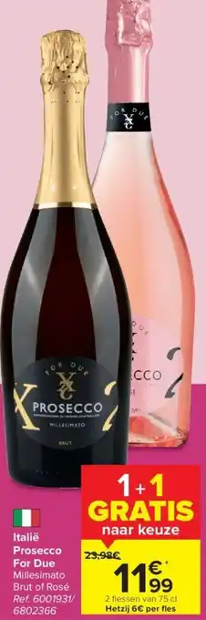 Italië Prosecco for Due Millesimato Brut of Rose 75cl