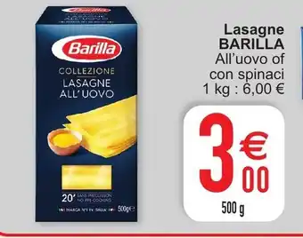 Cora Lasagne Barilla 500g aanbieding