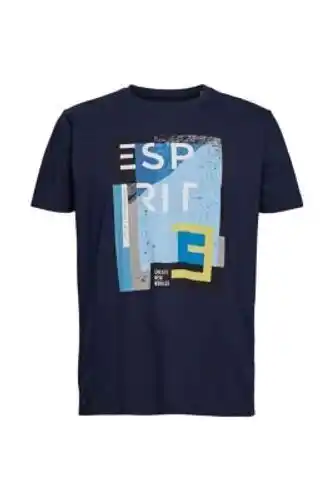 Esprit esprit jersey t-shirt met grote print op de voorkant