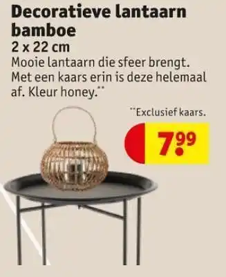 Kruidvat Decoratieve lantaarn bamboe 2 x 22 cm aanbieding
