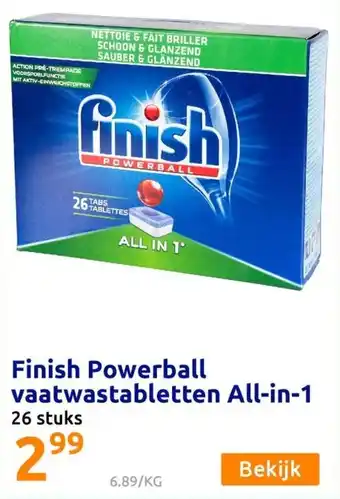 Action Finish powerball vaatwastbletten all-in-1 aanbieding