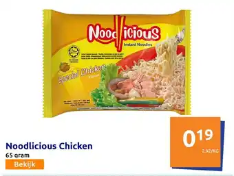 Action Noodlicious chicken 65 gram aanbieding