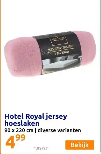 Action Hotel royal jersey hoeslaken 90 x 220 cm aanbieding
