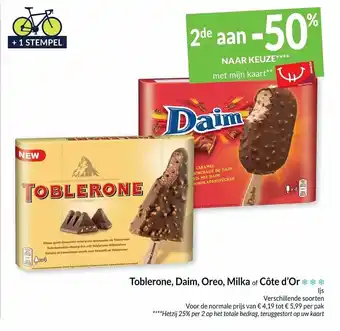 Intermarché Toblerone, daim, oreo, milka of cote d'or aanbieding