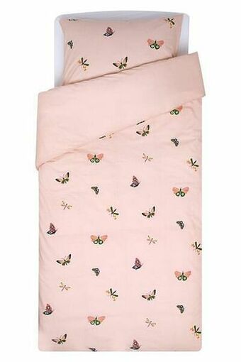 HEMA HEMA Kinderdekbedovertrek Zacht Katoen 140x200 Vlinder (roze) aanbieding