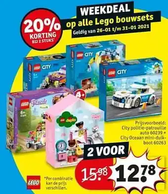 Kruidvat City politie-patrouille auto 60239 + city oceaan mini-duikboot 60263 aanbieding