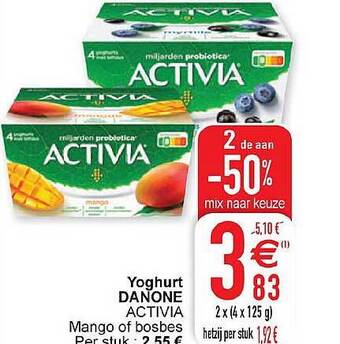 Cora Yoghurt danone activia aanbieding