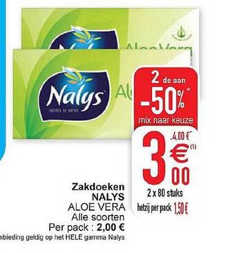 Cora Zakdoeken nalys aanbieding