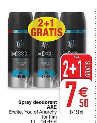 Cora Spray deodorant axe aanbieding