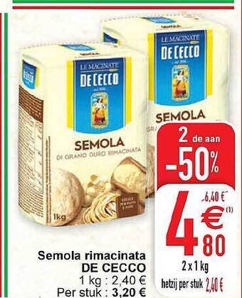 Cora Semola rimacinata de cecco aanbieding