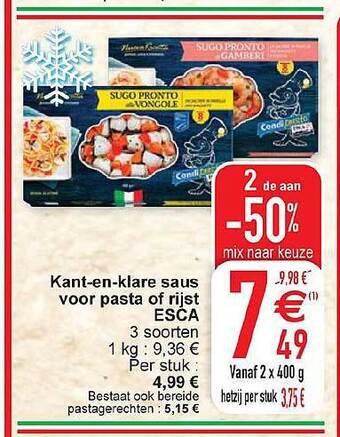 Cora Kantenklare saus voor pasta of rijst esca aanbieding
