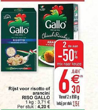 Cora Rijst voor risotto of arancini riso gallo aanbieding