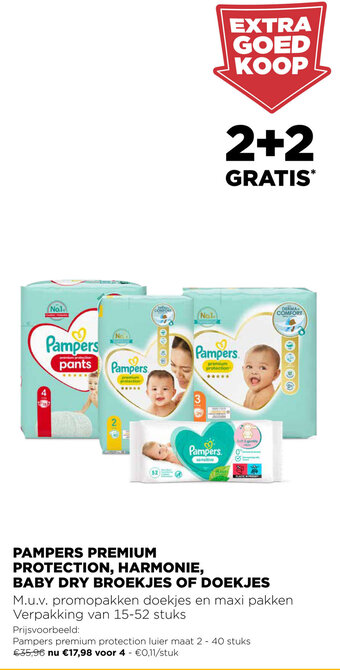 Jumbo Pampers premium protection, harmonie, baby dry broekjes of doekjes aanbieding