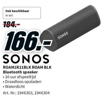 MediaMarkt Sonos ROAM1R21BLK Roam BLK Bluetooth speaker aanbieding